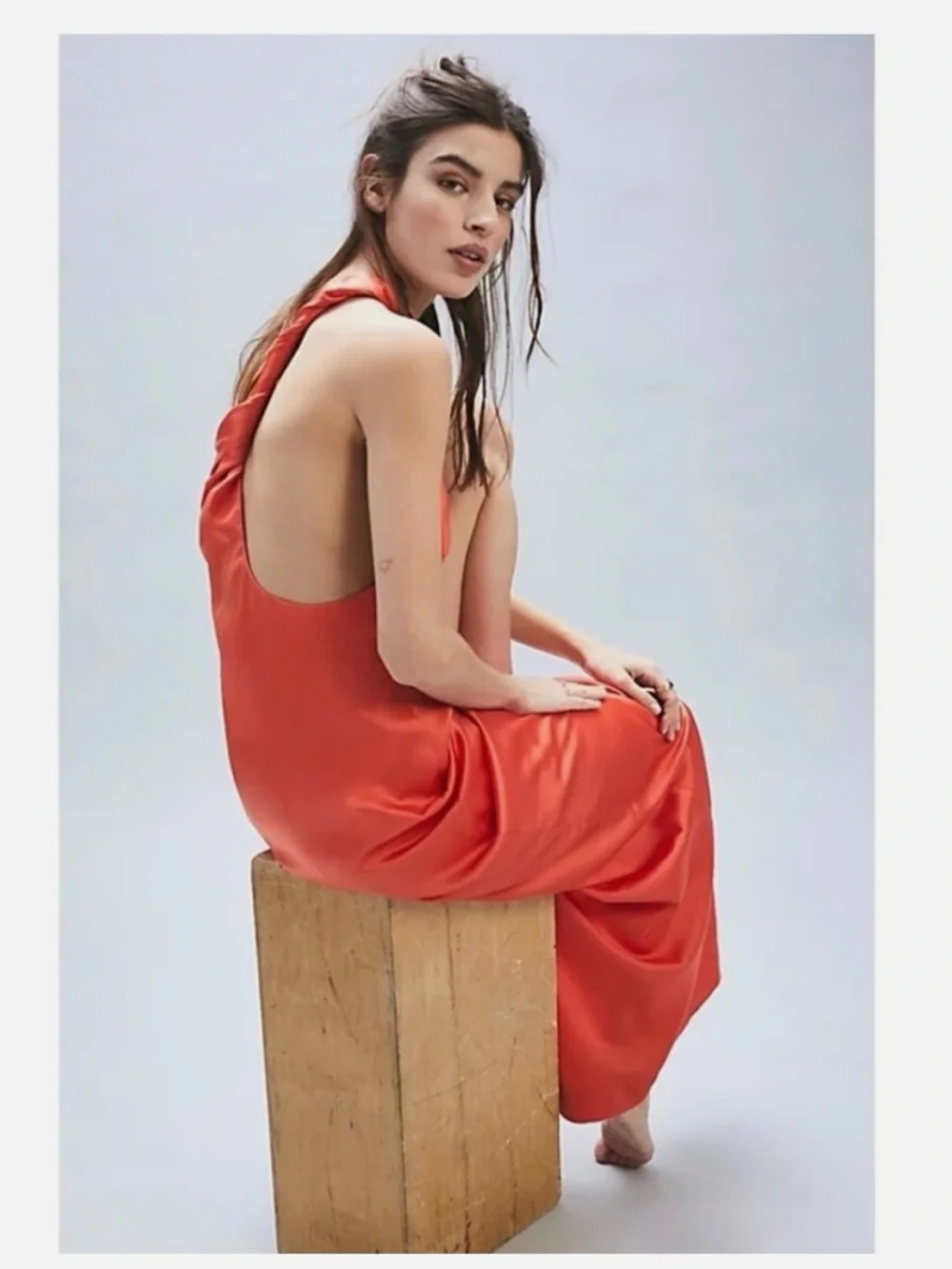 FREE PEOPLE Victoria Coral One Shoulder Maxi Dress Size 8